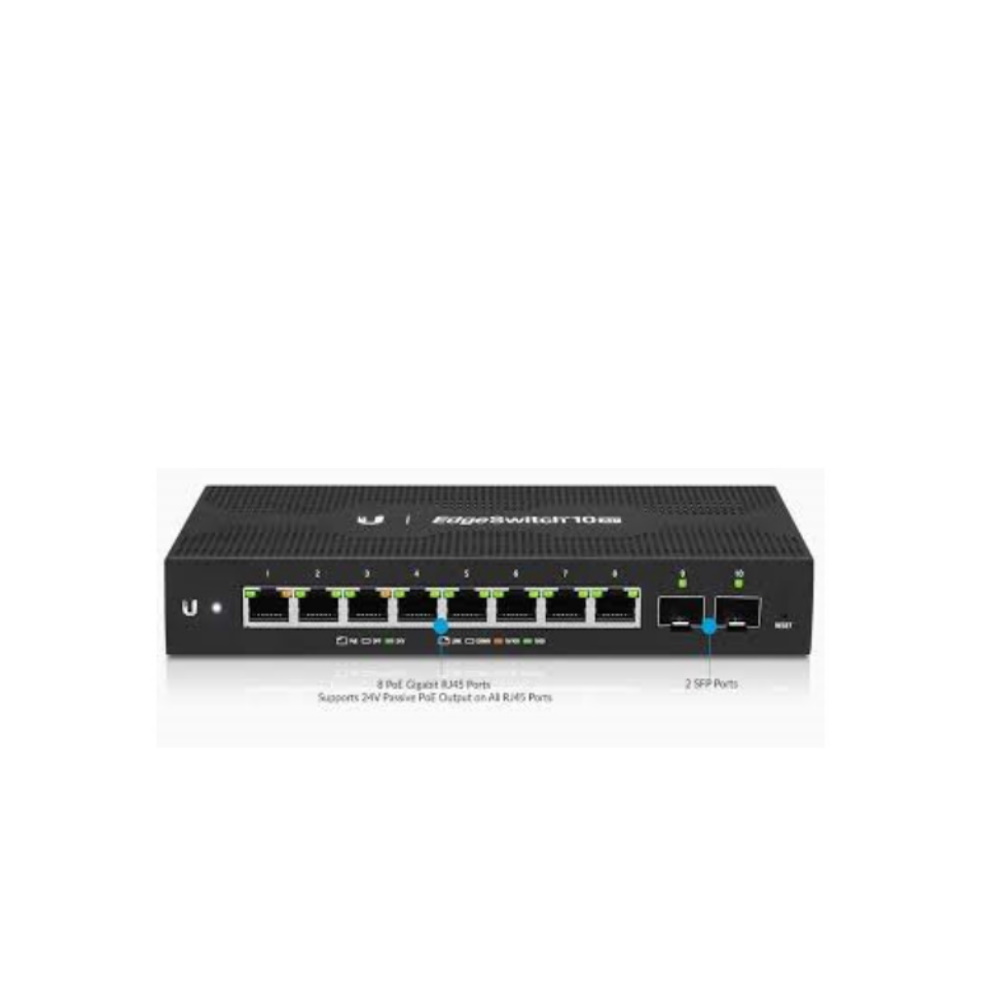 Ubiquiti Networks EdgeSwitch 10XP. Type de commutateur: Géré, Banc de commutateurs: L2. Type de port Ethernet RJ-45 de commutation de base: Gigabit Ethernet (10/100/1000), Quantité de ports Ethernet RJ-45 de commutation de base: 8, Port de console: RJ-45. Capacité de commutation: 20 Gbit/s. Voltage d'entrée DC: 24 V. Connexion Ethernet, supportant l'alimentation via ce port (PoE). Grille de montage